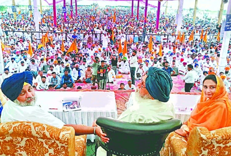 Shiromani Akali Dal organized dharna in Bathinda, Parkash Singh Badal attack on congress