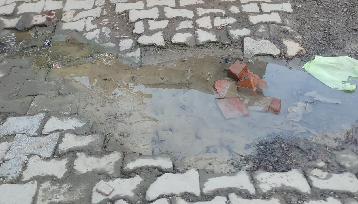 water flowing through leakage pipeline