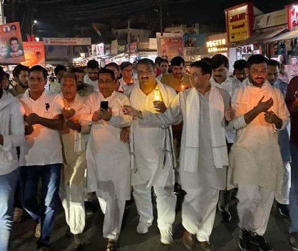 RLD's candle march in protest against the violence in Lakhimpur