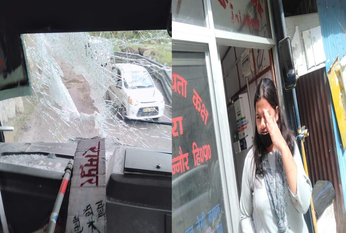 Stones again fell from hill on HRTC bus near Nigulsari Kinnaur, some passengers sustained injuries