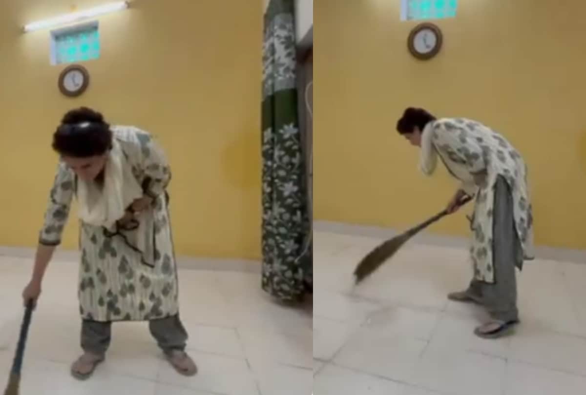 Drone camera over a room where priyanka gandhi is detained.