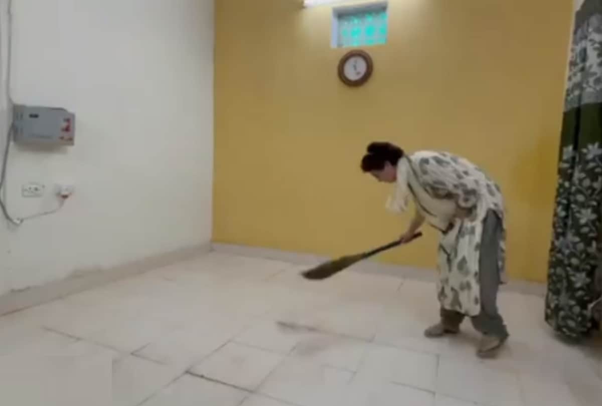 Drone camera over a room where priyanka gandhi is detained.