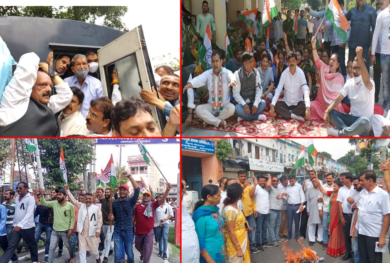 Lakhimpur Kheri incident news: Congress workers protest in Uttarakhand, protesting Harish Rawat arrested, photos