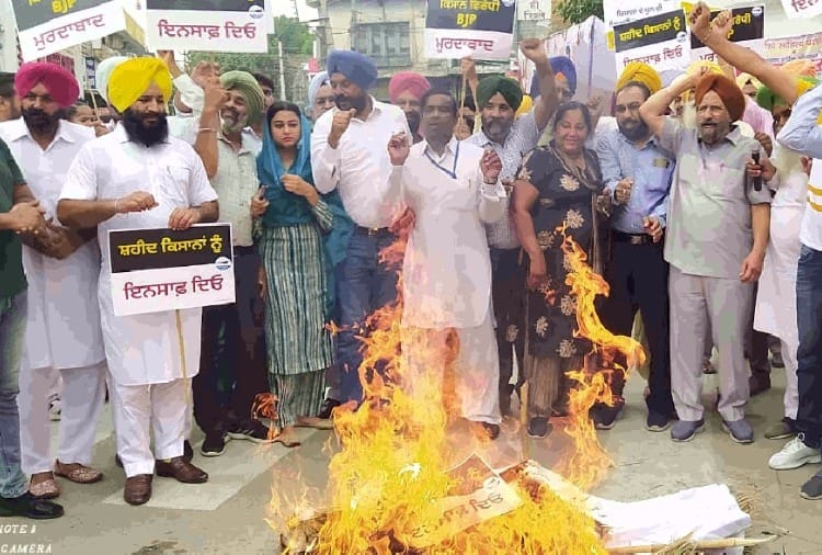 Opposition protests against Lakhimpur Kheri incident in Punjab