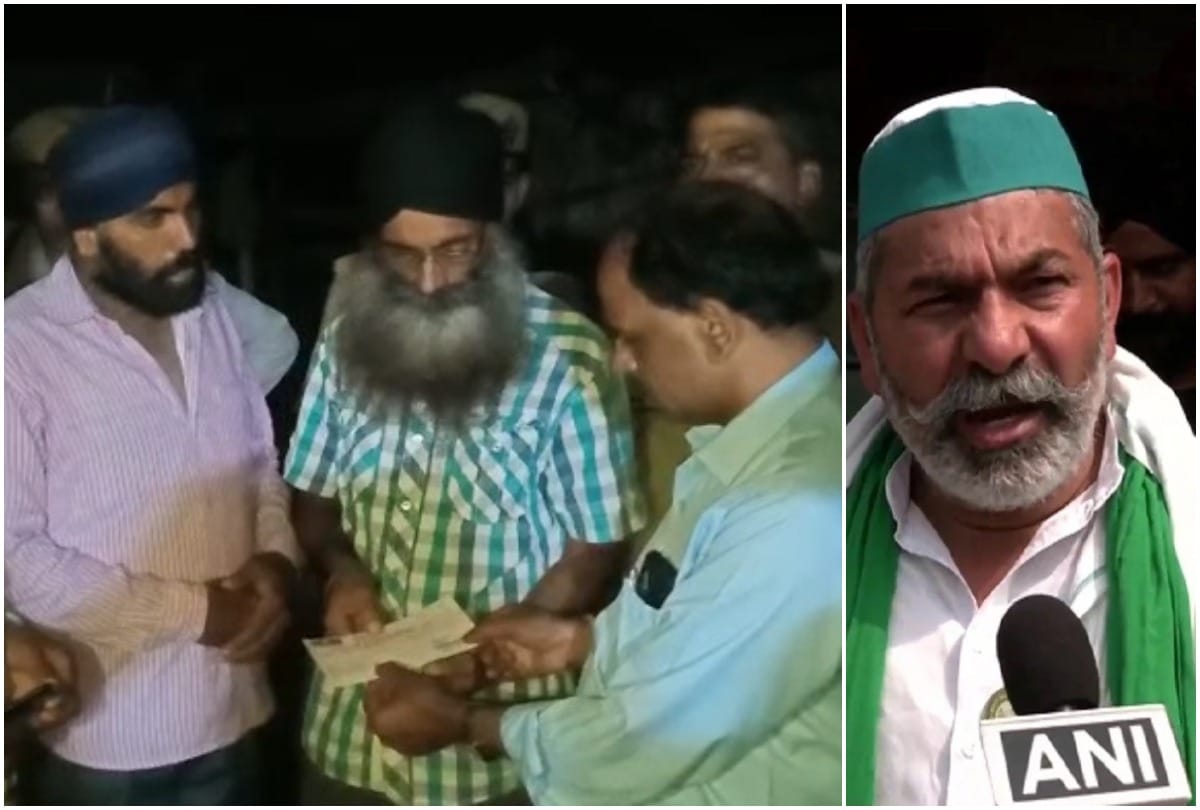 Rakesh Tikait demands resignation of MoS in Lakhimpur Kheri case deceased farmers parents gets check worth 45 lakhs