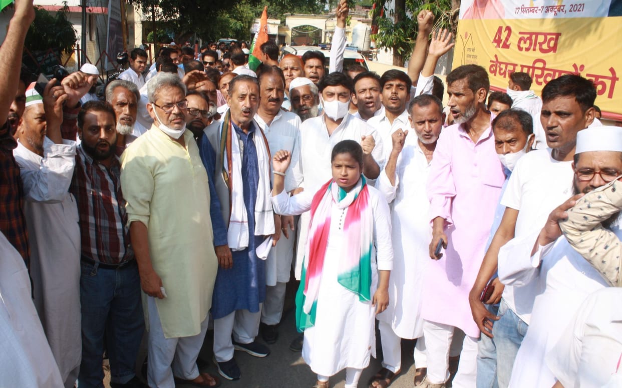 SP partys demonstration on Lakhimpur Khini incident