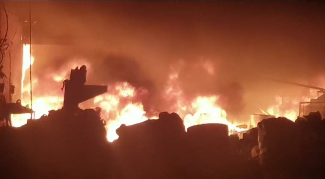 fire in plastic pipe factory