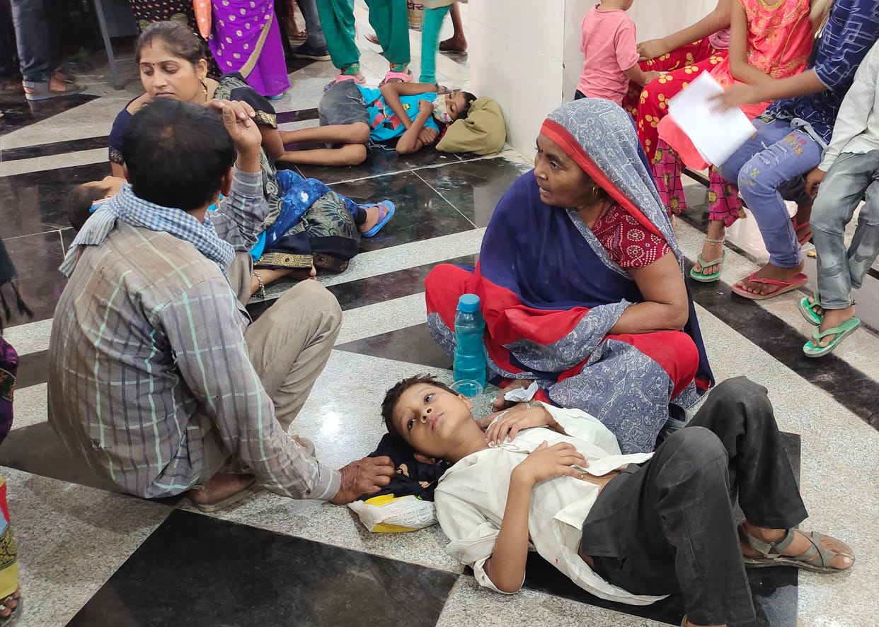 Mother's eyes are getting cut in the night, father is queuing at the clinic