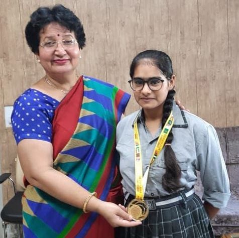 Student Simarjeet won gold medal in Karate