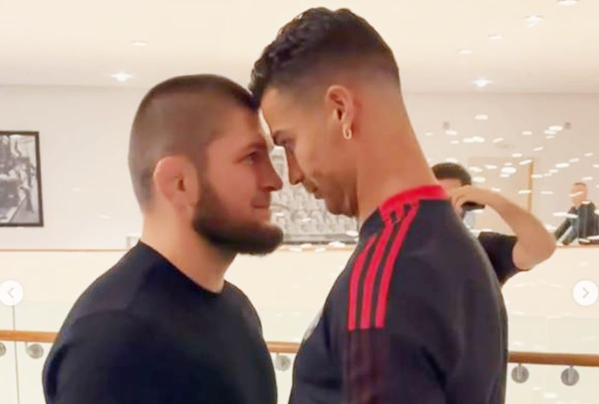 Footballer Cristiano Ronaldo And UFC Legend Khabib Nurmagomedov Face Off; Watch Video |Manchester United's Old Trafford Stadium