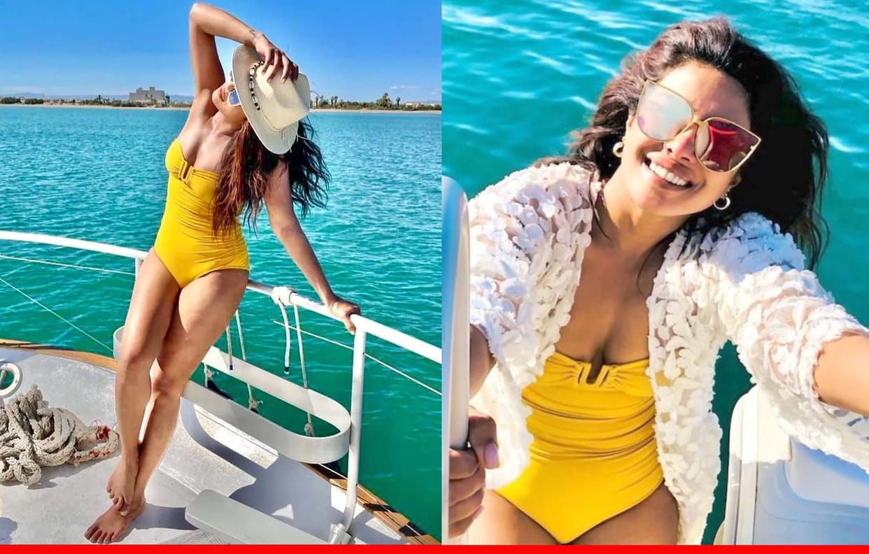 Priyanka Chopra takes her yellow one-piece on vacation