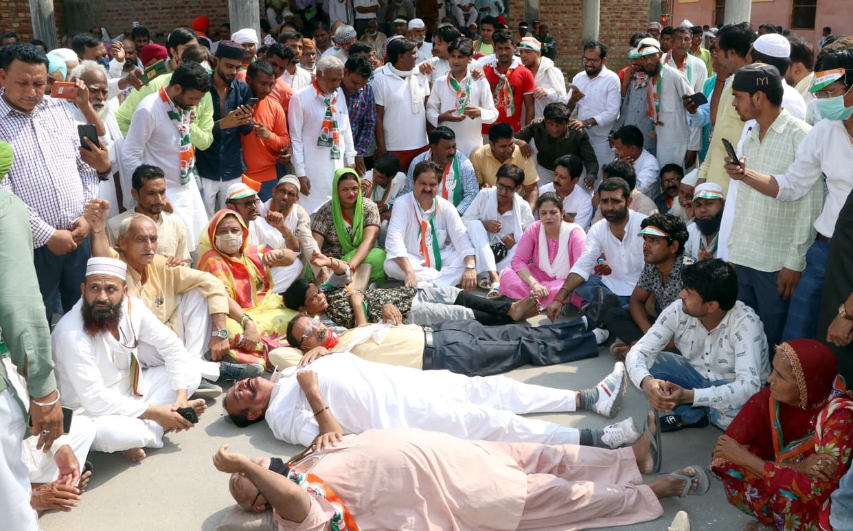 If the arrest was not made, then the Congress workers lay on the road