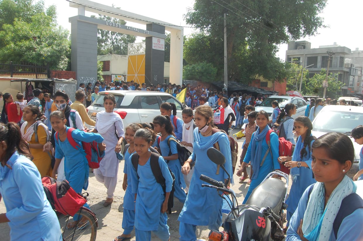Girls upset due to jam outside school
