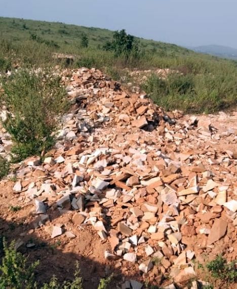 Parks being built by bringing mineral material from the mountain