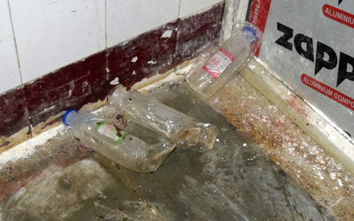 glucose bottles thrown in the open