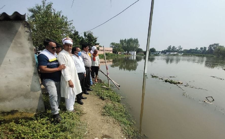 Makhna village in Mau submerged due to ring dam break water rising rapidly approaching towards Pindohari and Bilauwa schools closed in affected areas