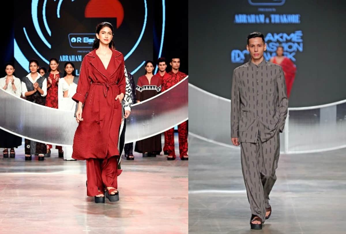 lakme Fashion week 2021 Dia Mirza Wore Black kaftan Abraham And Thakore Collection