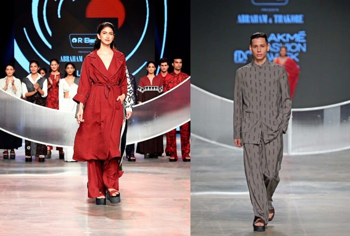 lakme Fashion week 2021 Dia Mirza Wore Black kaftan Abraham And Thakore Collection
