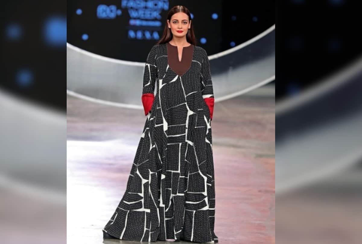 lakme Fashion week 2021 Dia Mirza Wore Black kaftan Abraham And Thakore Collection