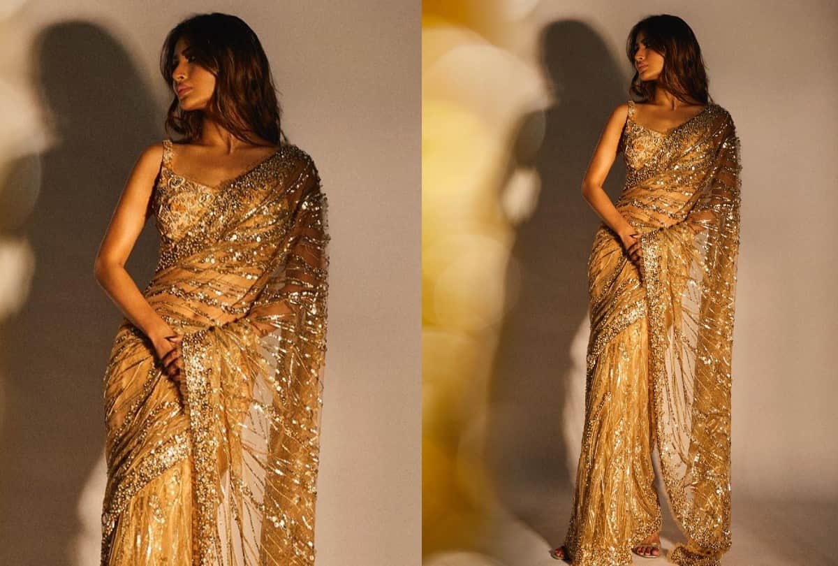 Mouni roy saree look in silver and golden sarees traditional outfit fashion tips