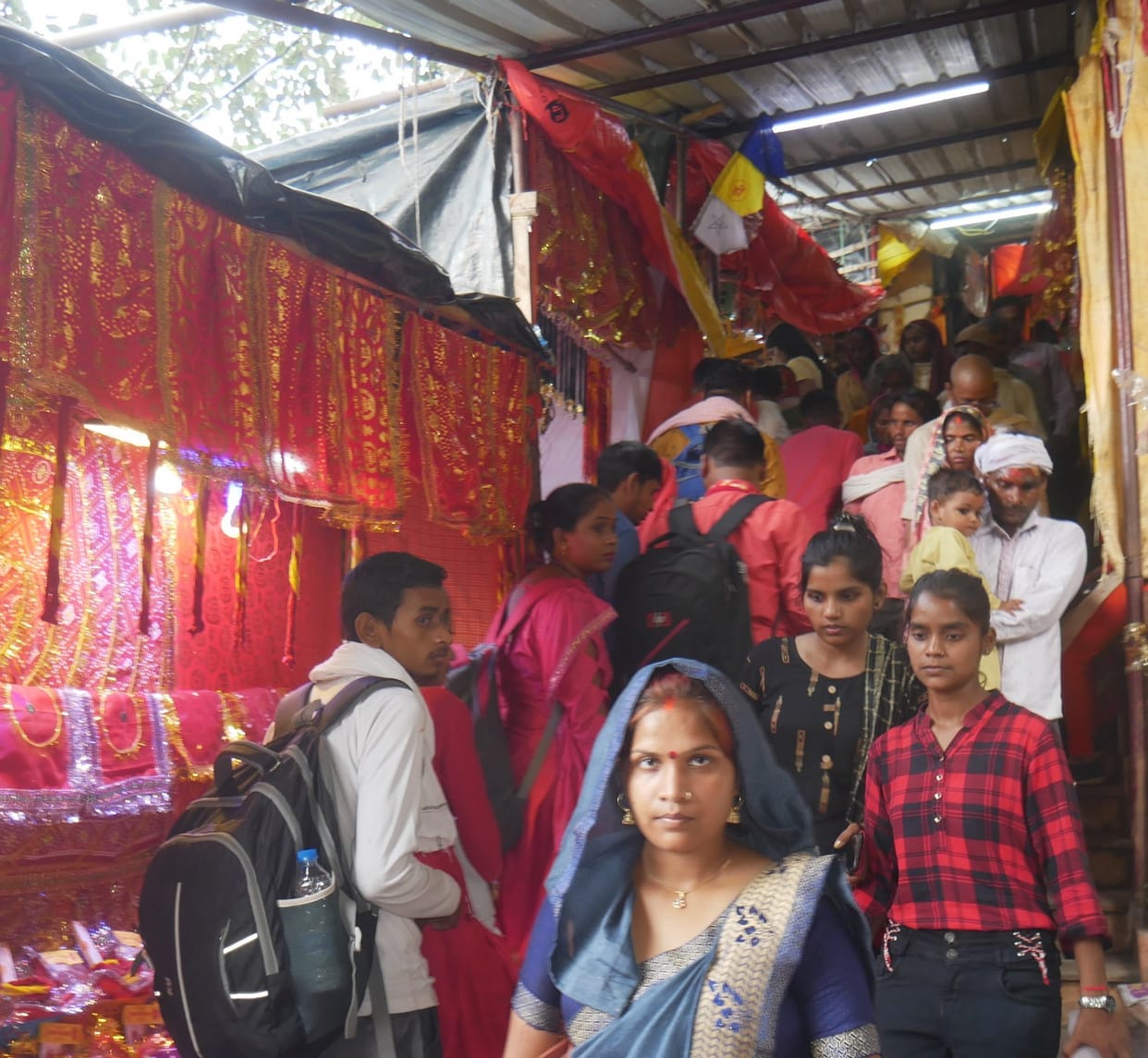 Devotees cheered by the sight of the mother