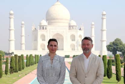 Denmark PM Mette Frederiksen visits taj mahal with her husband in Agra
