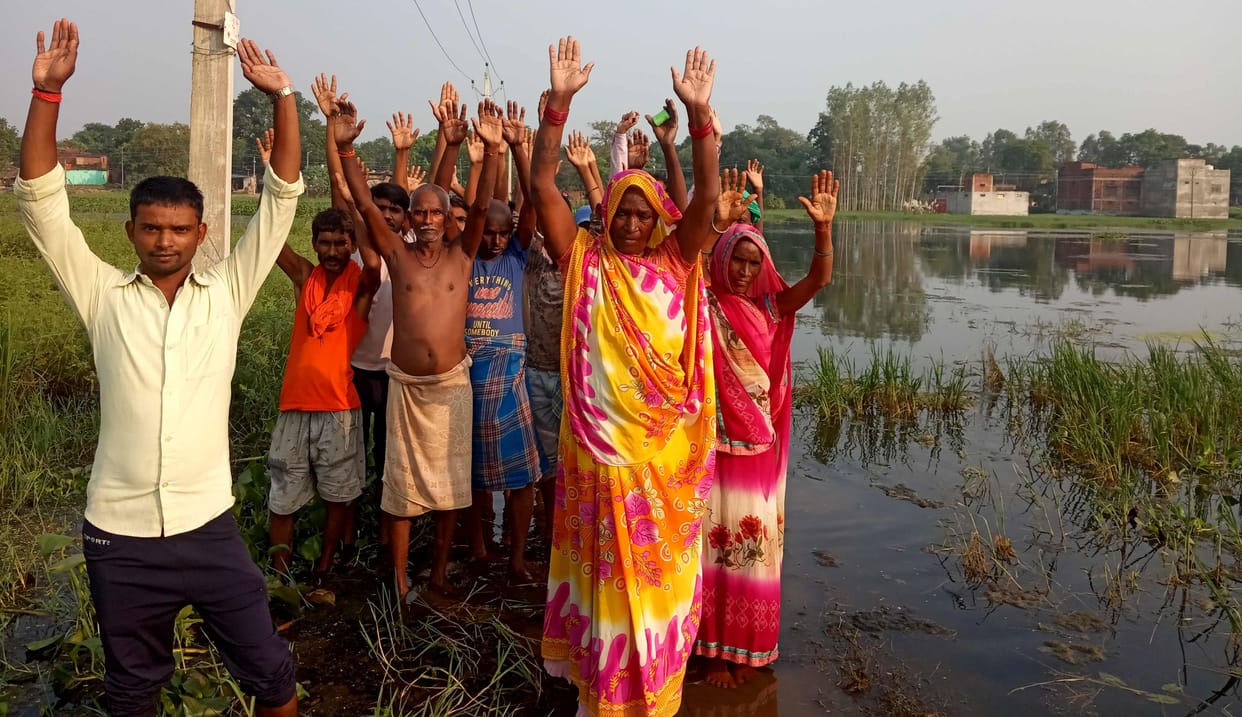 Villagers demonstrated for drainage
