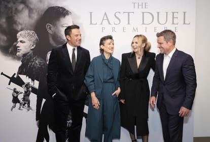 The last duel film had a star studded premiere ben affleck jennifer lopez and others grace the red carpet see photos