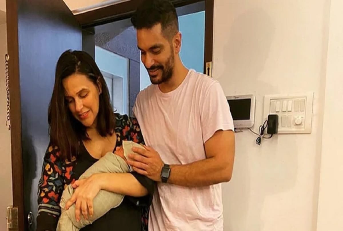 Neha Dhupia reveals newborn son's face for first time see pic
