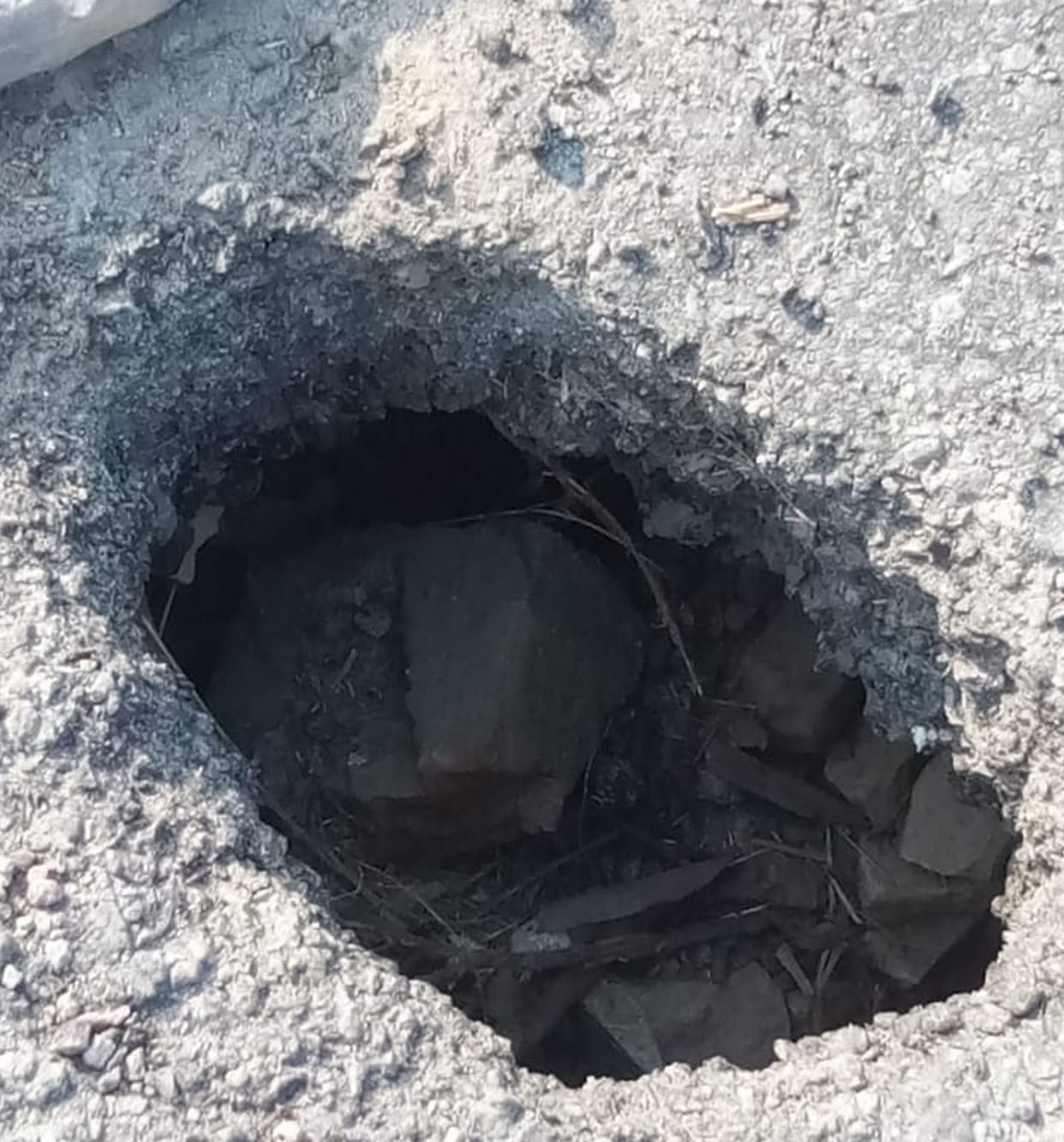 Pit made on the bridge of Malti River