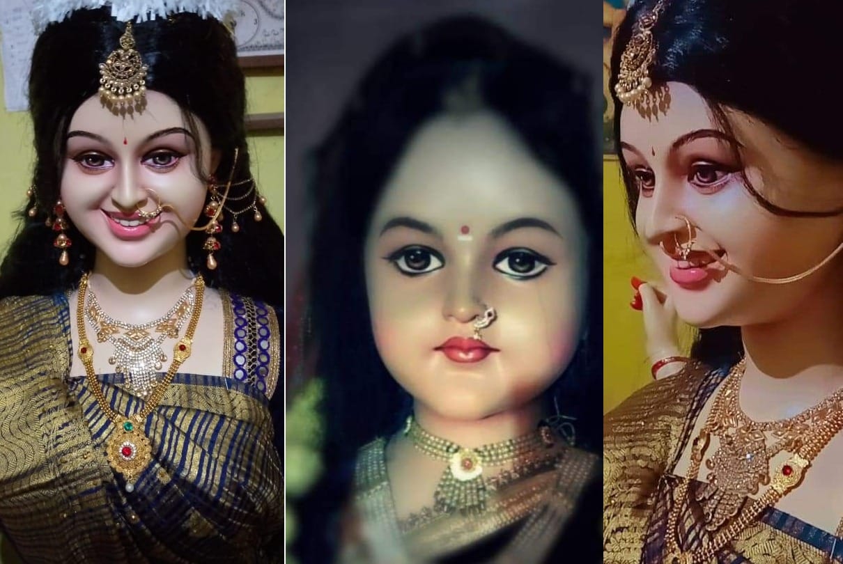 Navratri: living statues of the Maa Durga, seems like mother herself is enthroned in the pandal
