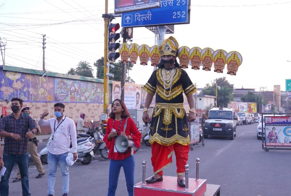 Dehradun News: Ravan will teach Traffic Rules now on Roads