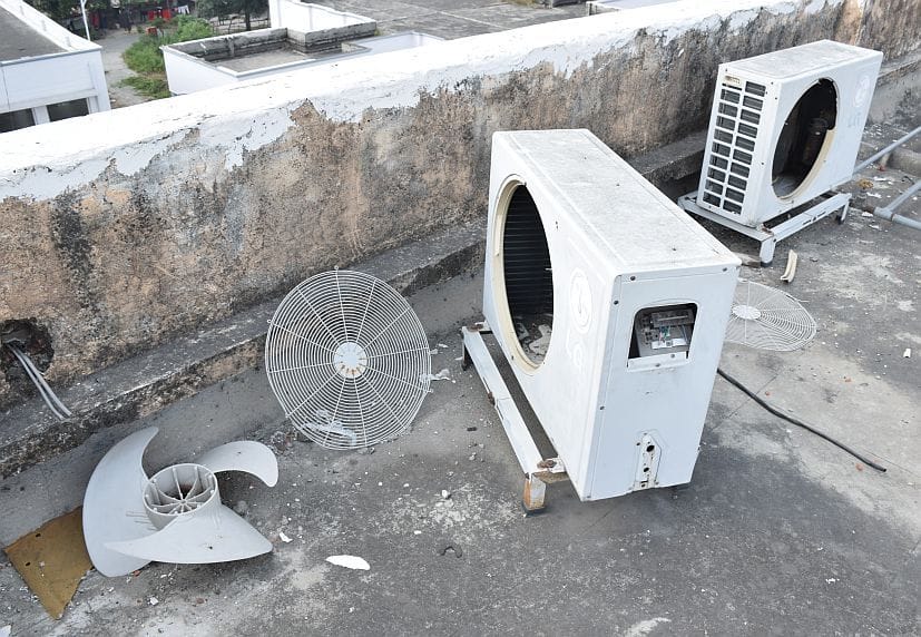 Stole the parts by uprooting the AC from the roof of the hospital