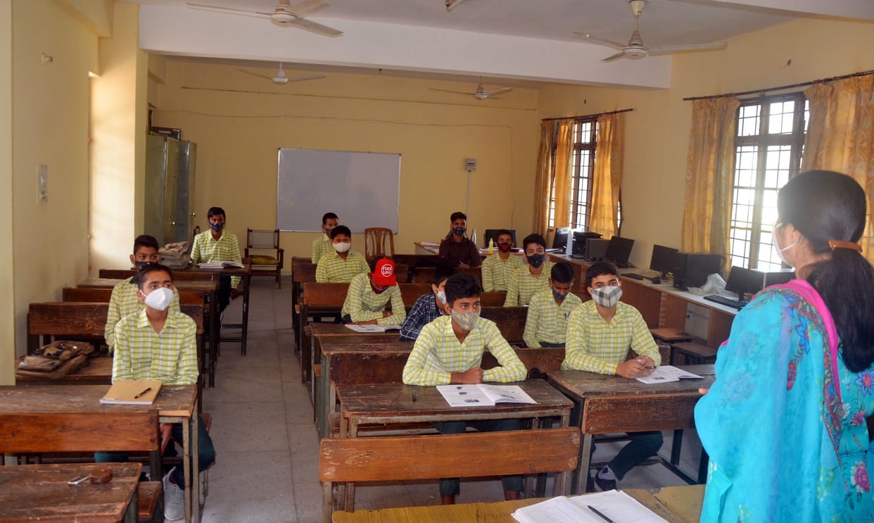 After one and a half year, 63.43 percent students of class VIII reached school