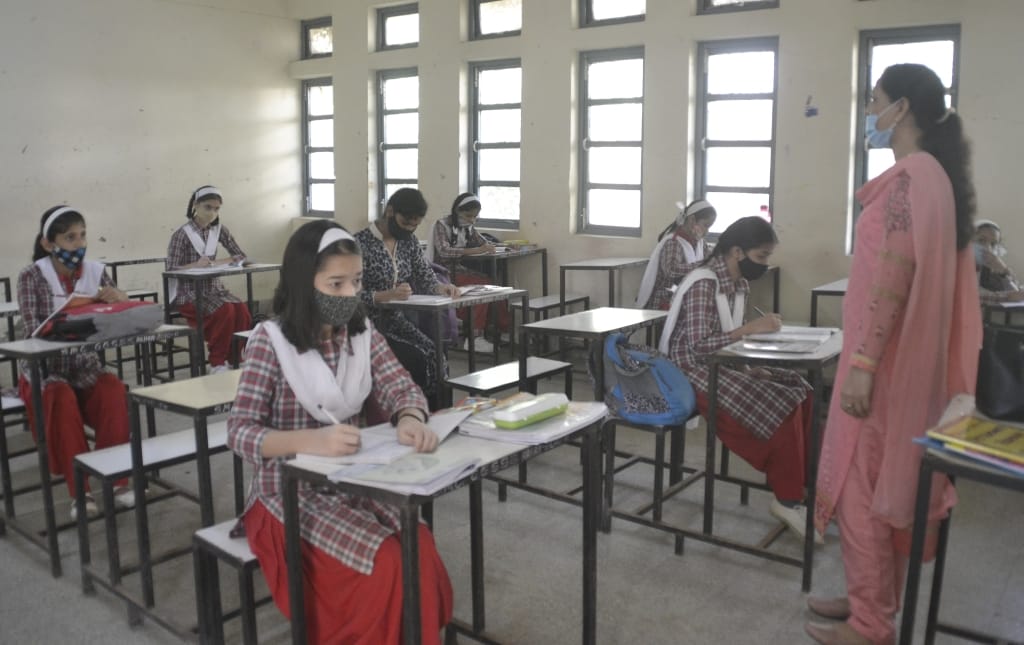 after one and half year students of class eight come to school in nahan sirmaur