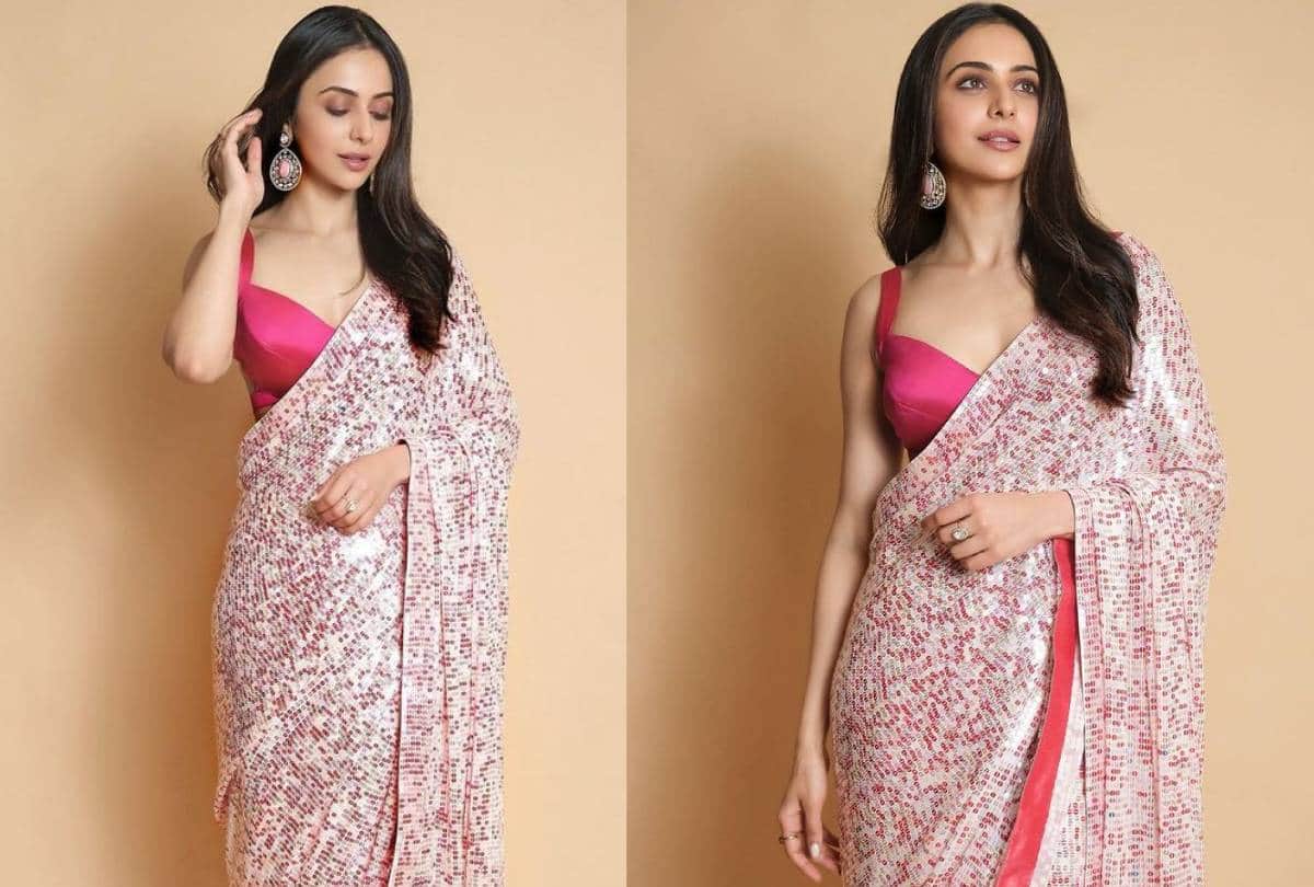 aaj ka fashion tips rakul preet singh multi multicolor saree photos goes viral