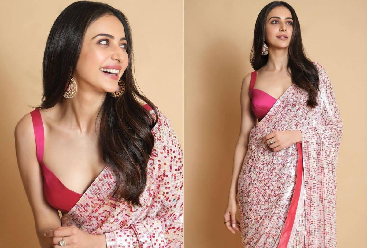 aaj ka fashion tips rakul preet singh multi multicolor saree photos goes viral