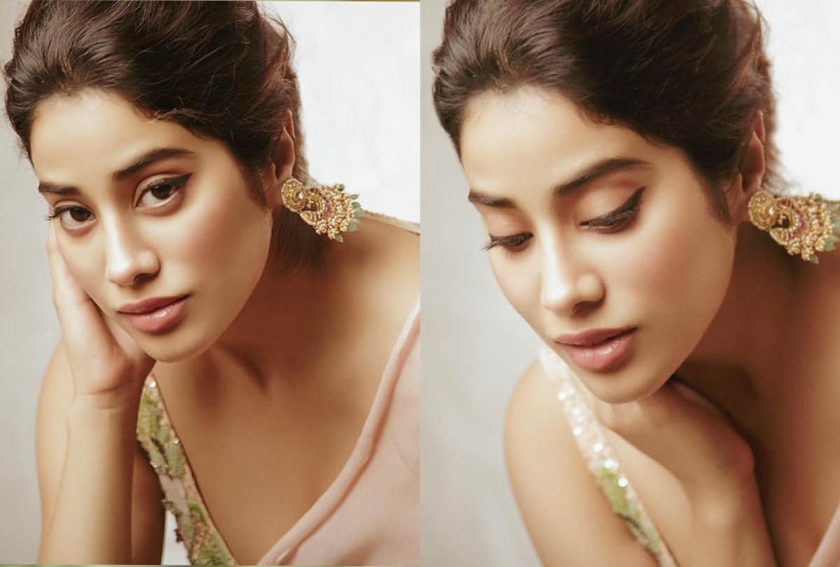 Janhvi kapoor Retro Look in Peach Color Saree Photos And Price