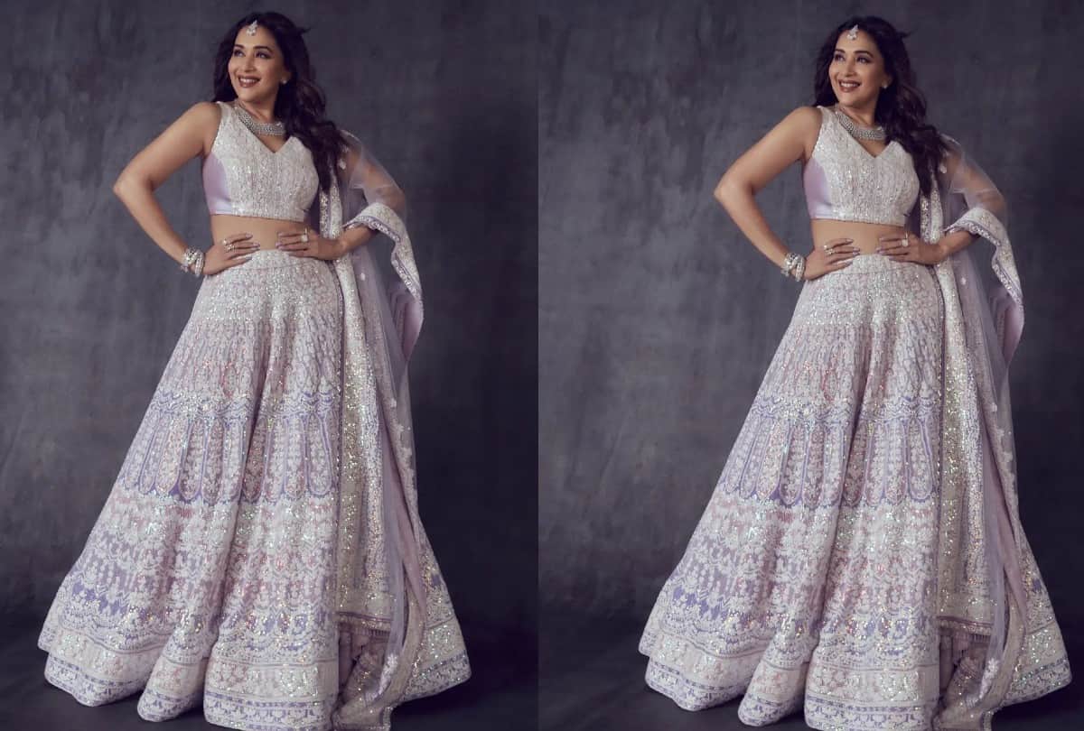 madhuri dixit best lehenga look with dupatta draping perfect for festival to wedding season