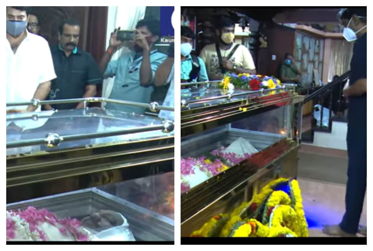 Mammootty Mohanlal giving tearful farewell to Nedumudi Venu last rites