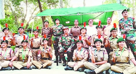 Krutika in drill, Rachna in firing, Pratiksha tops in map reading