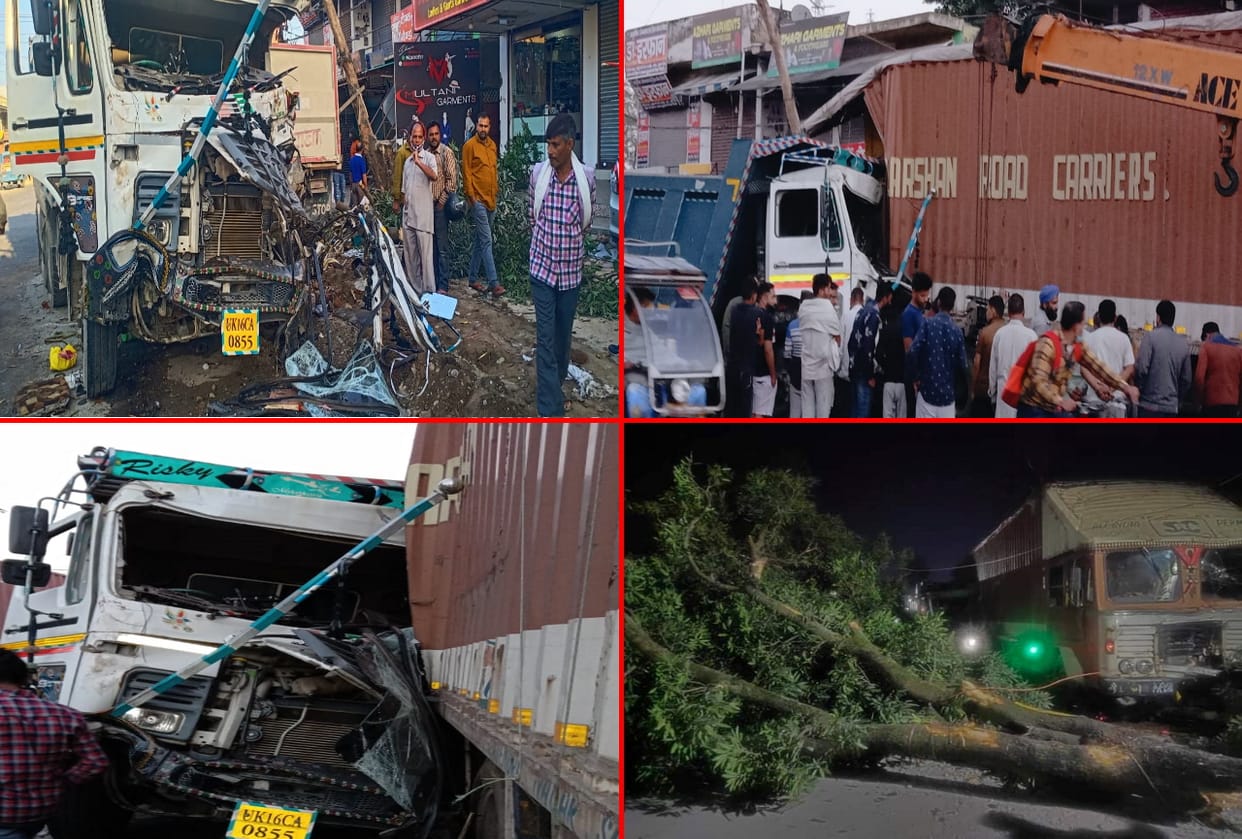 accident in dehradun: dumper collided with containe, three students were hit, two died, see pictures
