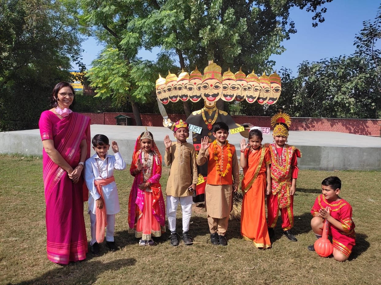 Children celebrated Vijayadashami festival in DAV Public School