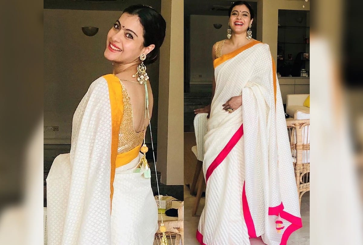 Kajol Traditional Saree Look In Durga Puja And Dussehra 2021 Photos