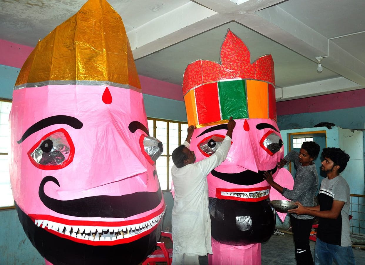 The height of the effigies of Ravana, Kumbhakarna and Meghnad decreased