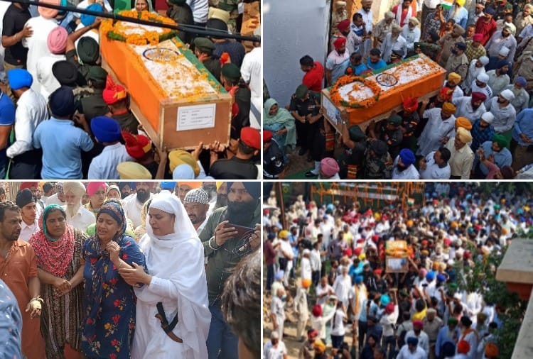 The mortal remains of Naib Subedar Jaswinder Singh brought to his residence in Mana Talwandi village of Kapurthala district