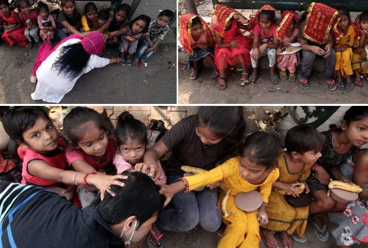 Devotees worshiped the girl On the Ashtami of Navratri in Chandigarh