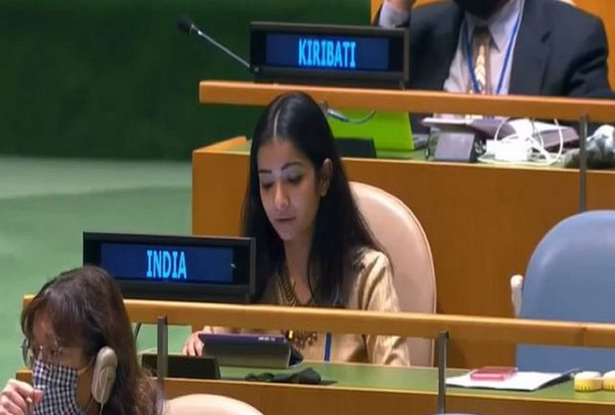 First Secretary at United Nations Sneha Dubey unga speech today on  the issue of Sustainable Development