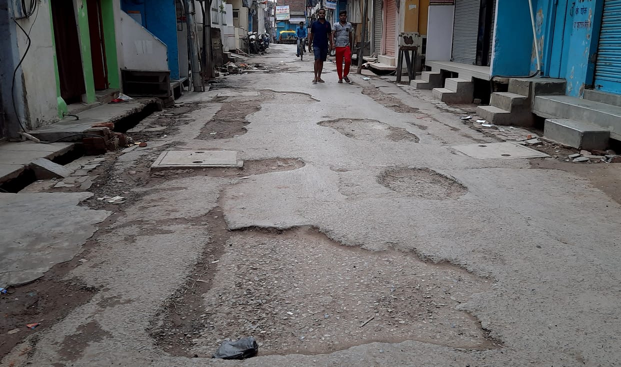 Walk carefully on the streets of the city in the fair