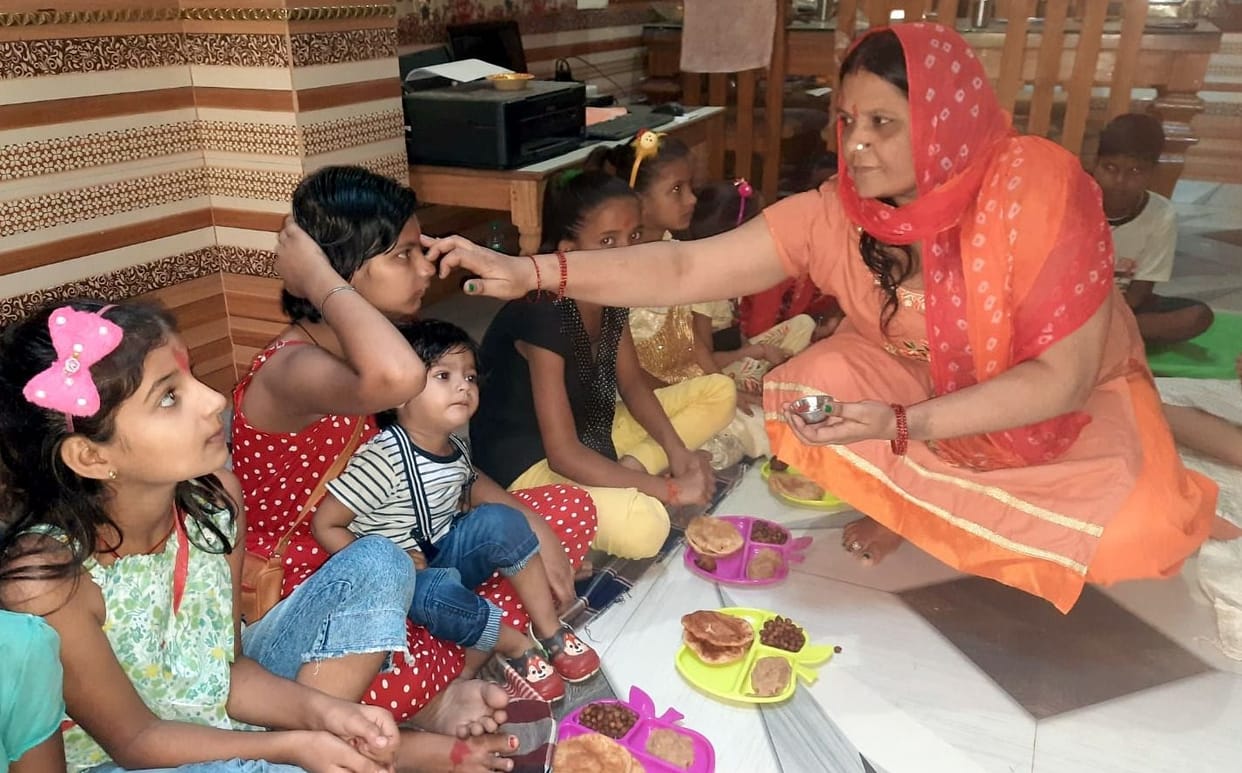 Girls worshiped on Durga Ashtami